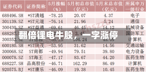 翻倍锂电牛股	，一字涨停-第2张图片