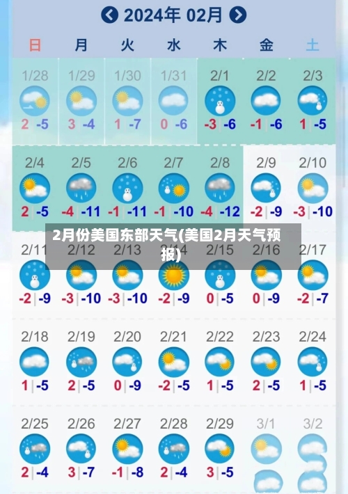 2月份美国东部天气(美国2月天气预报)
